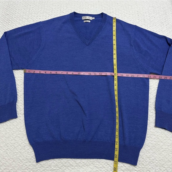 Peter Millar 100% Merino Wool V-Neck Golf Sweater-Logo Men’s Size L - Picture 3 of 4